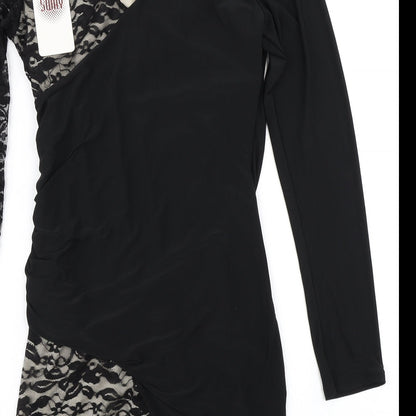 Brand and care label for Sway women’s black bodycon, size L