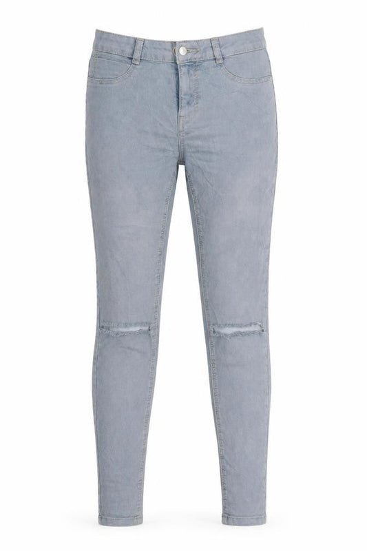 Front view of Clockhouse women’s grey denim jegging jeans, size UK 30, in, 30-inch leg