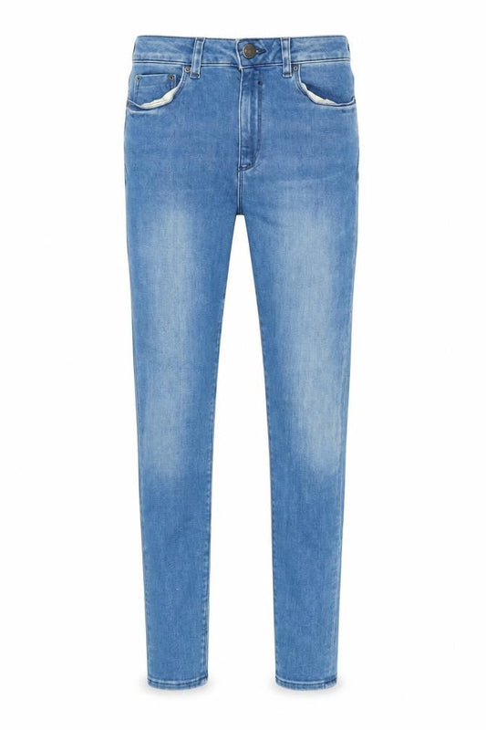 Front view of ASOS women’s blue denim skinny jeans, size UK 25, in, 31-inch leg