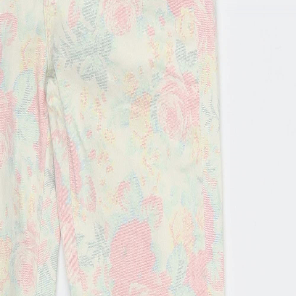 Topshop Womens Ivory Floral Denim Skinny Jeans Size 25 in L32 in