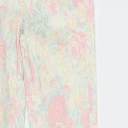 Topshop Womens Ivory Floral Denim Skinny Jeans Size 25 in L32 in