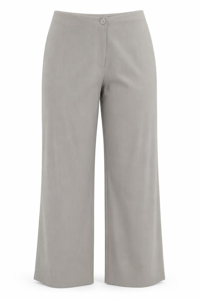 Front view of Marks & Spencer women’s beige dress pants trousers, size UK 16, 28-inch leg