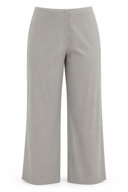 Front view of Marks & Spencer women’s beige dress pants trousers, size UK 16, 28-inch leg
