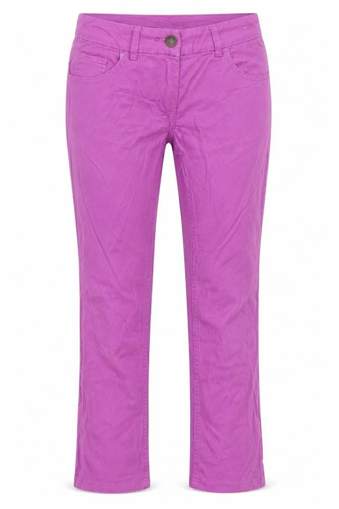 Front view of F&F women’s purple denim straight jeans, size UK 6, 24-inch leg