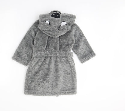 m&s Boys Grey Solid Fleece  Gown Size 2 Years