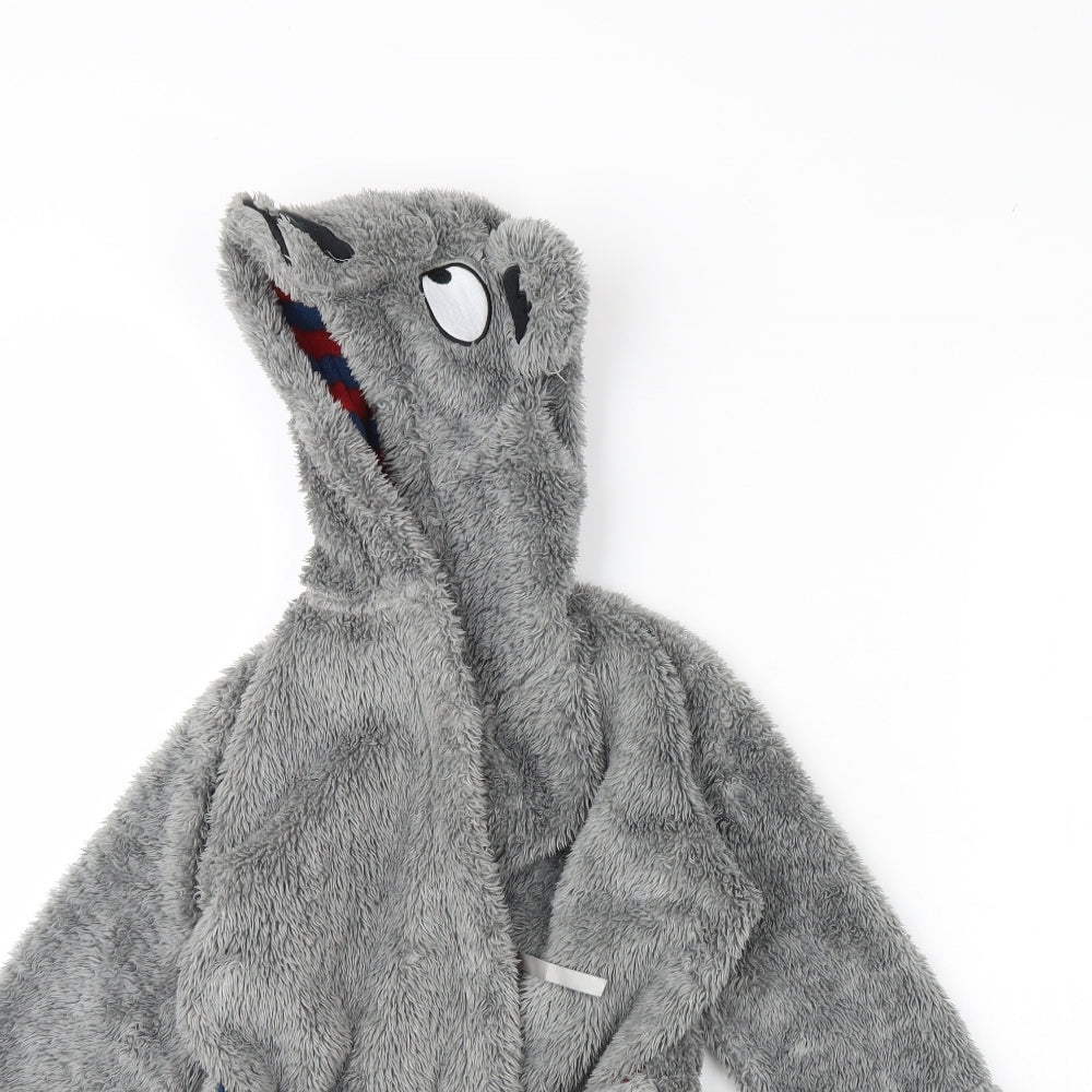 m&s Boys Grey Solid Fleece  Gown Size 2 Years