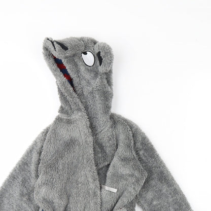 m&s Boys Grey Solid Fleece  Gown Size 2 Years