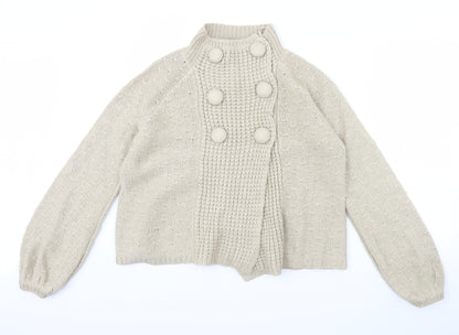 Womens UK Size 14 South Beige Cardigan Jumper
