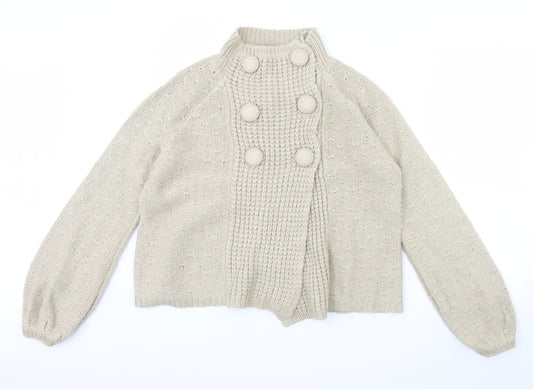 Womens UK Size 14 South Beige Cardigan Jumper