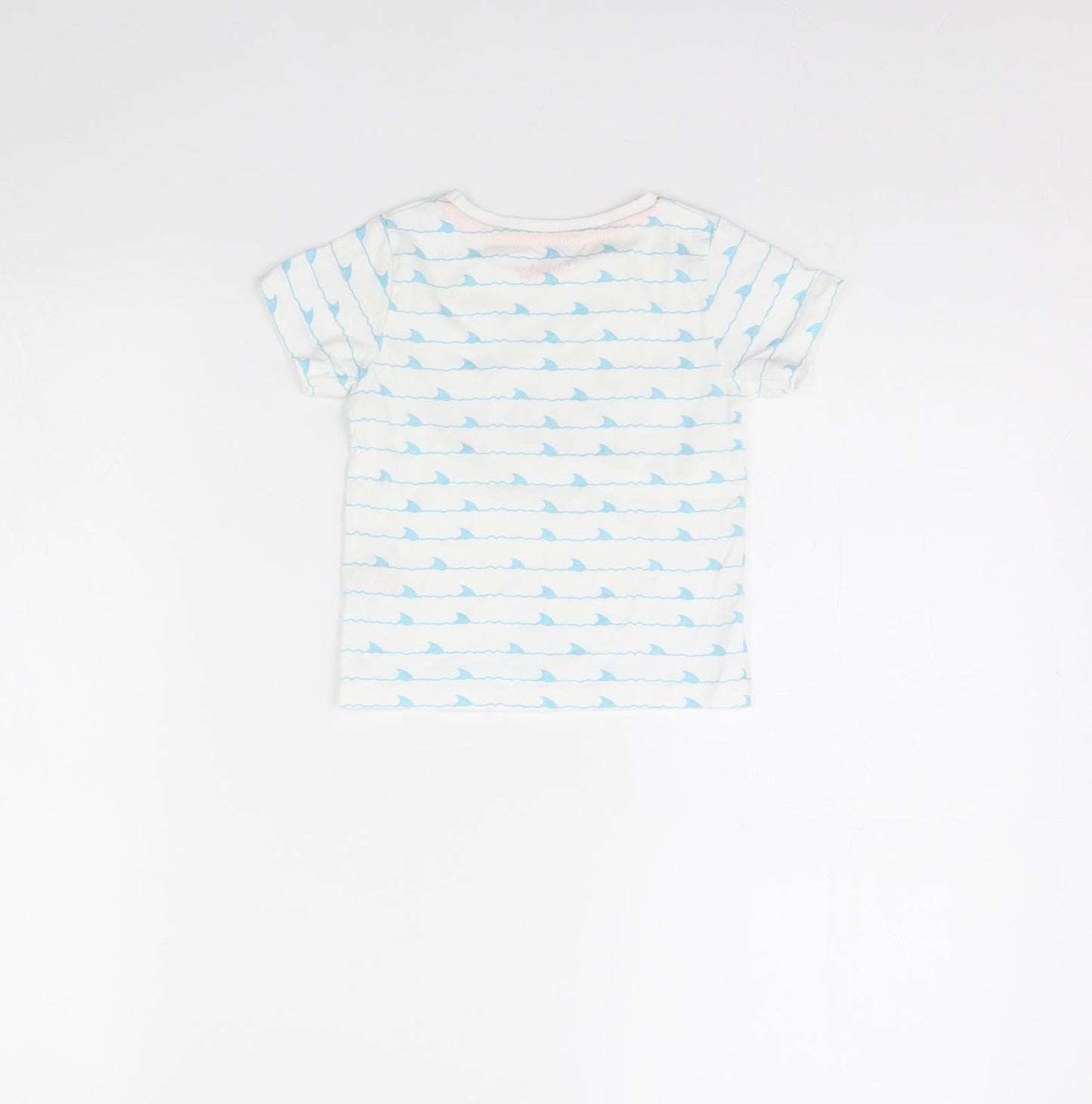 Lullaby Baby White Striped  Basic T-Shirt Size 12 Months  - Shark