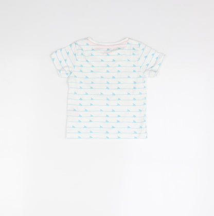 Lullaby Baby White Striped  Basic T-Shirt Size 12 Months  - Shark