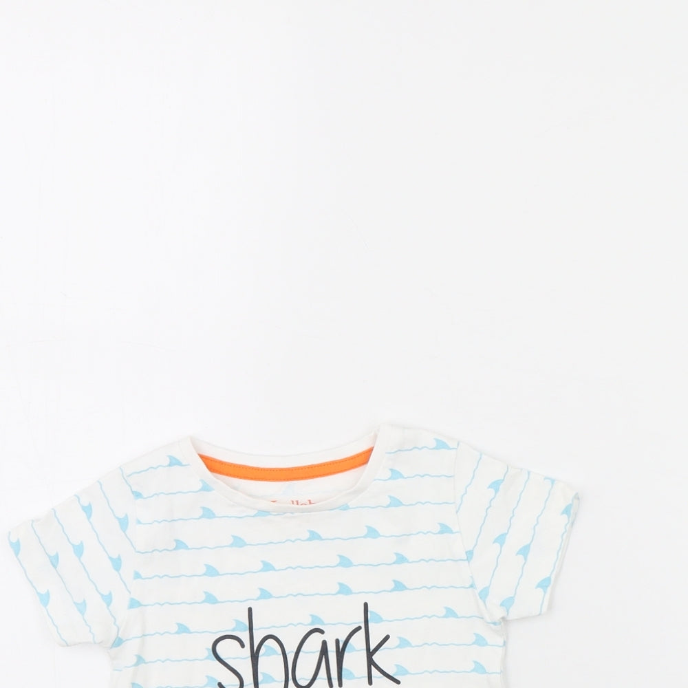 Lullaby Baby White Striped  Basic T-Shirt Size 12 Months  - Shark