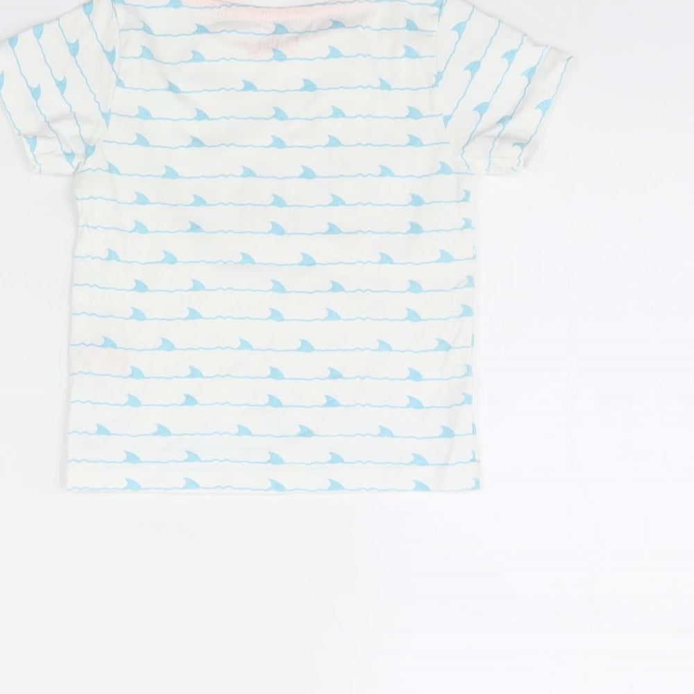 Lullaby Baby White Striped  Basic T-Shirt Size 12 Months  - Shark