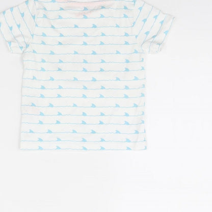 Lullaby Baby White Striped  Basic T-Shirt Size 12 Months  - Shark