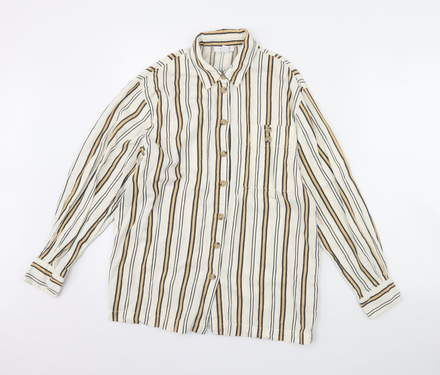Womens UK Size 8 Topshop White Basic Button-Up