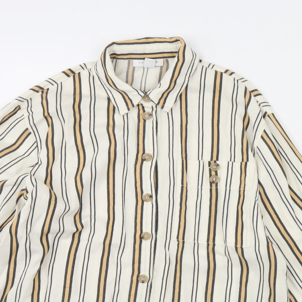Womens UK Size 8 Topshop White Basic Button-Up