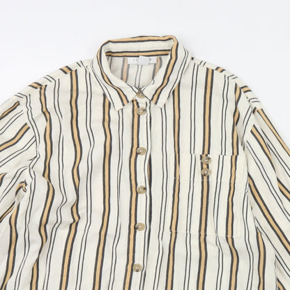 Womens UK Size 8 Topshop White Basic Button-Up