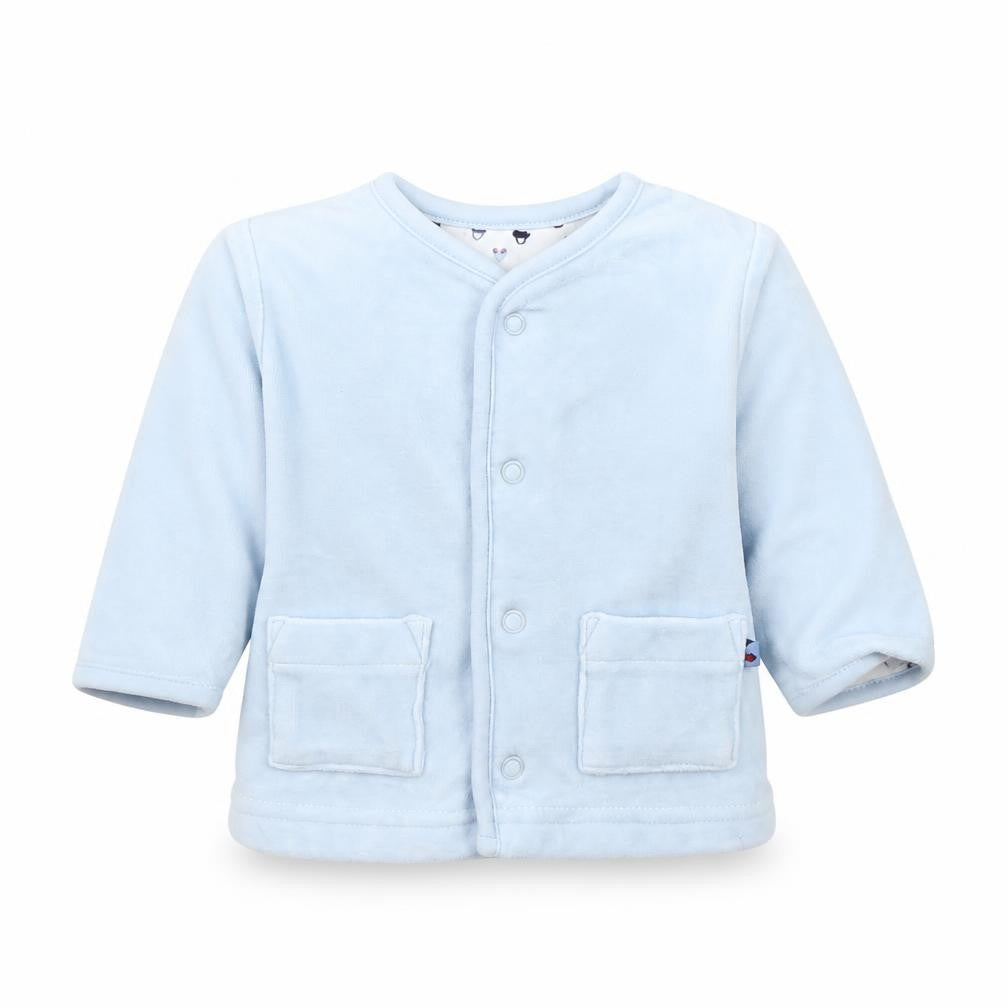 Front view of Mothercare Baby Blue Jacket, size 3-6, Months