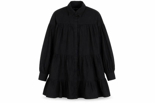 Front view of Threadbare women’s black basic button-up, size UK 8