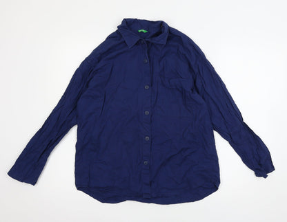 Mens UK Size XS Made in Italy Blue  Button-Up Long Sleeve Casual Shirt