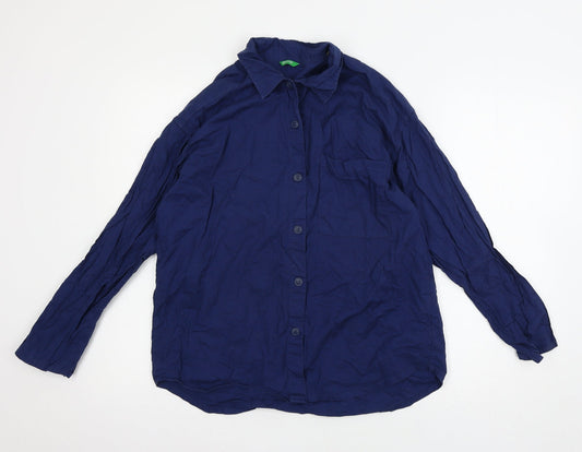 Mens UK Size XS Made in Italy Blue  Button-Up Long Sleeve Casual Shirt
