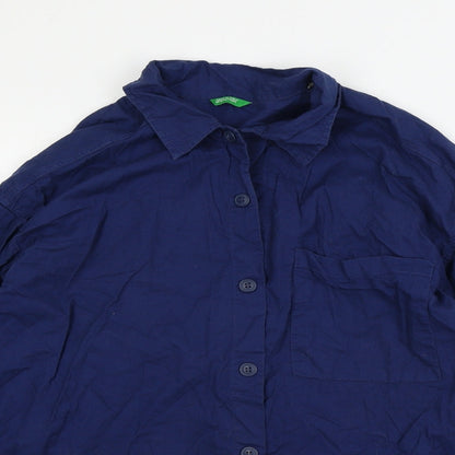 Mens UK Size XS Made in Italy Blue  Button-Up Long Sleeve Casual Shirt
