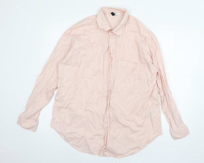 Mens UK Size M H&M Pink  Button-Up Long Sleeve Casual Shirt