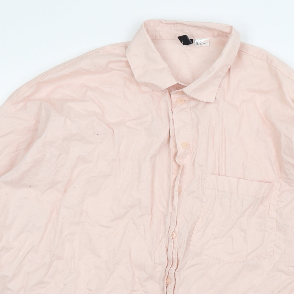 Mens UK Size M H&M Pink  Button-Up Long Sleeve Casual Shirt