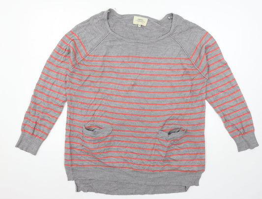 Papaya Womens Grey Striped Knit Pullover Jumper Size 16