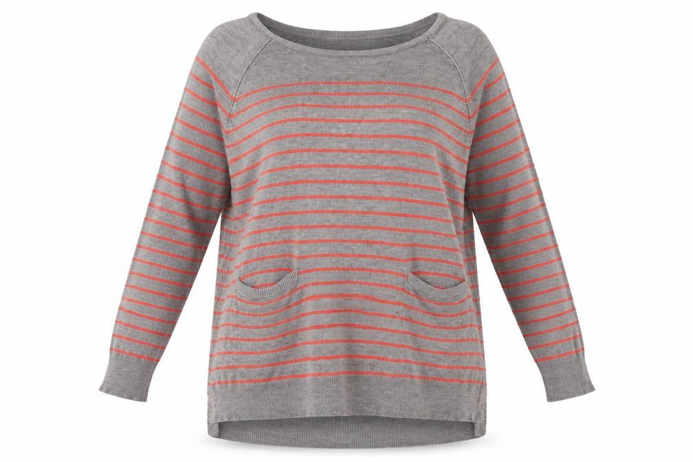 Papaya Womens Grey Striped Knit Pullover Jumper Size 16