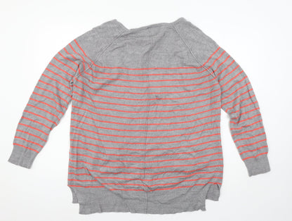 Papaya Womens Grey Striped Knit Pullover Jumper Size 16