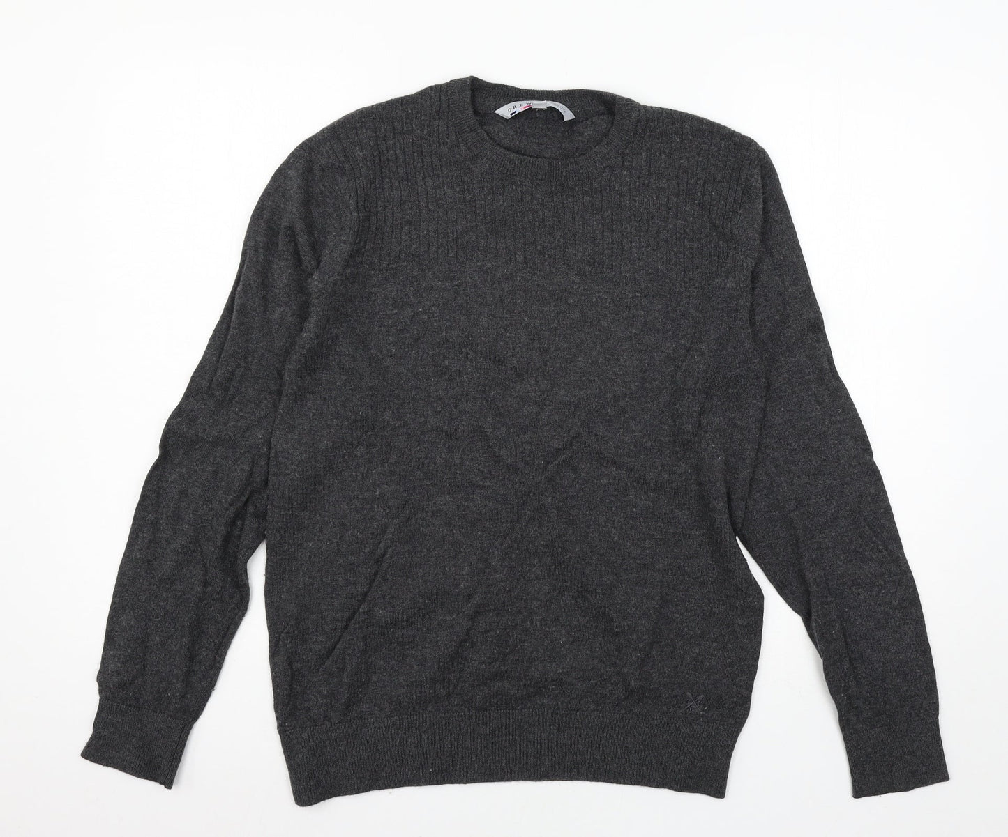 Crew Clothing Mens Grey  Knit Pullover Jumper Size S