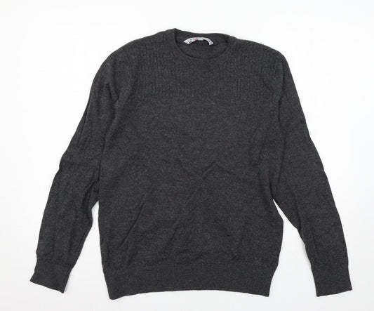 Crew Clothing Mens Grey  Knit Pullover Jumper Size S