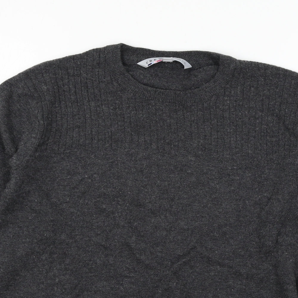 Crew Clothing Mens Grey  Knit Pullover Jumper Size S