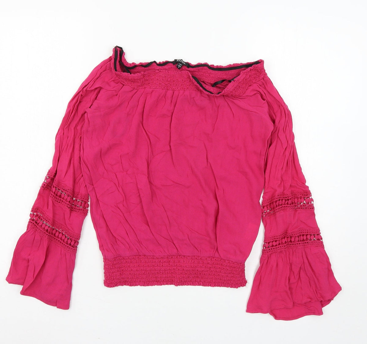 Front view of XOXO women’s pink basic blouse, size S