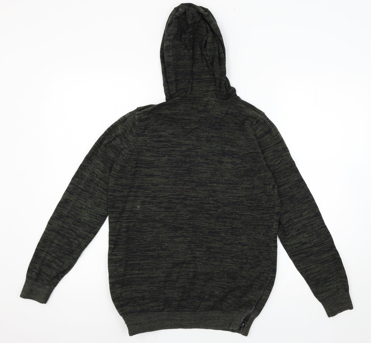 NEXT Girls Green Striped Knit Pullover Hoodie Size 12 Years