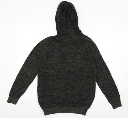 NEXT Girls Green Striped Knit Pullover Hoodie Size 12 Years