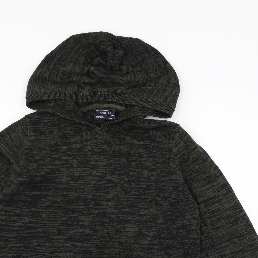 NEXT Girls Green Striped Knit Pullover Hoodie Size 12 Years