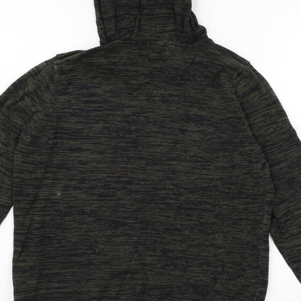 NEXT Girls Green Striped Knit Pullover Hoodie Size 12 Years