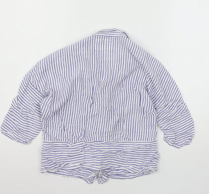 F&F Womens White Striped  Top Pyjama Top Size 6