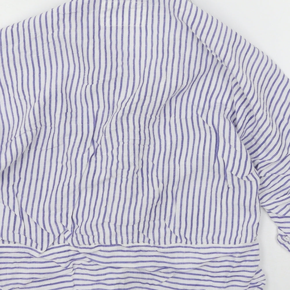 F&F Womens White Striped  Top Pyjama Top Size 6