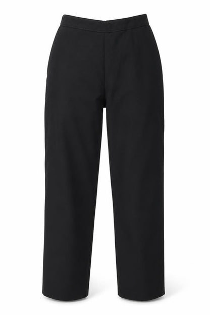 Front view of Saira of Manchester women’s black trousers, size UK 27, in, 26-inch leg