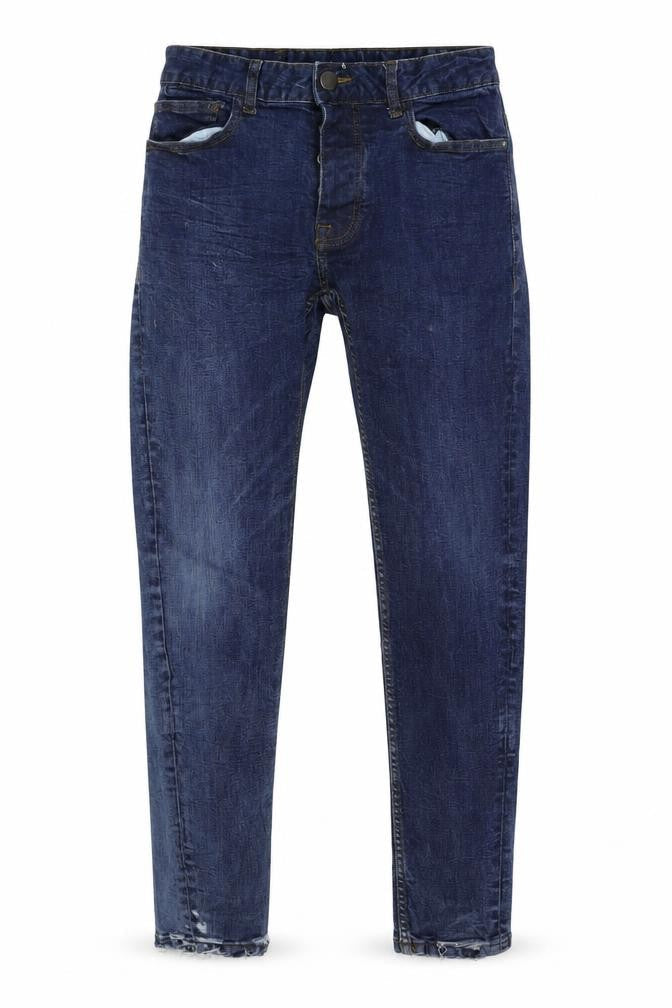Front view of Denim & Co. women’s blue denim straight jeans, size UK 30, in, 29-inch leg