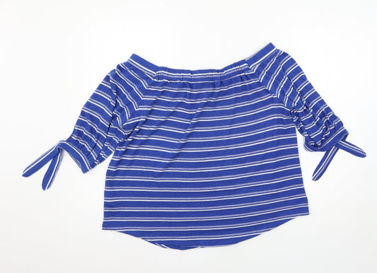 Womens UK Size 14 Matalan Blue Jersey Blouse