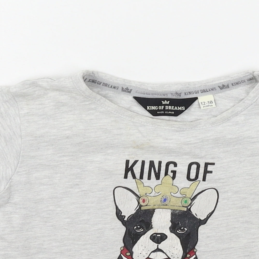 King of Dreams Boys Grey  Jersey Basic T-Shirt Size 12-18 Months  - King of Dreams