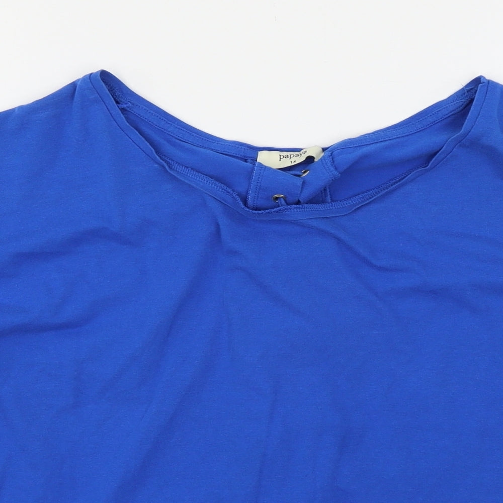 Papaya Womens Blue  Jersey Basic T-Shirt Size 14