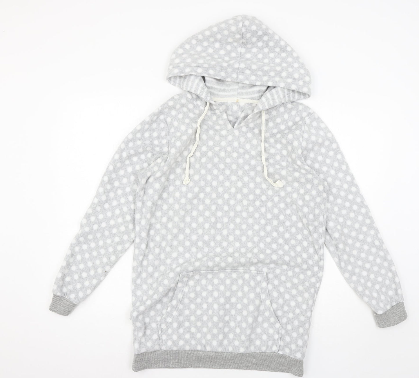 George Womens Grey Polka Dot Fleece Pullover Hoodie Size 8