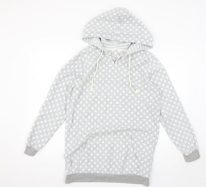 George Womens Grey Polka Dot Fleece Pullover Hoodie Size 8