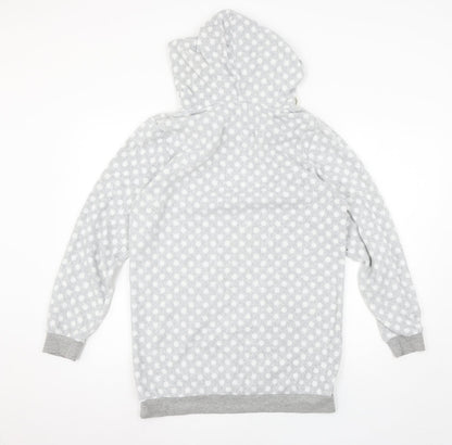 George Womens Grey Polka Dot Fleece Pullover Hoodie Size 8