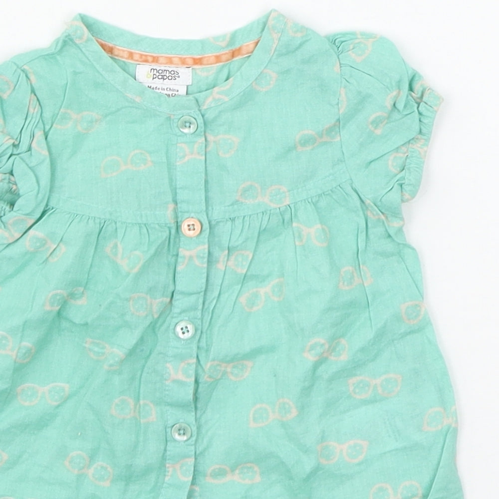 mamas & papas Boys Blue Geometric  Basic T-Shirt Size 3-6 Months  - Glasses